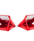 Beefy Foldable Steel Wheel Chocks Pair, Heavy Duty Red Tire Stops, Heat Treated Drop Forged for Cars, SUVs, and Trucks