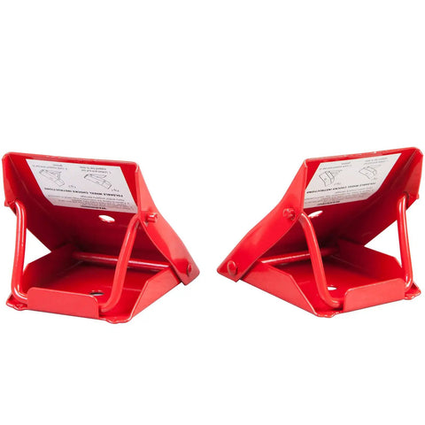Beefy Foldable Steel Wheel Chocks Pair, Heavy Duty Red Tire Stops, Heat Treated Drop Forged for Cars, SUVs, and Trucks