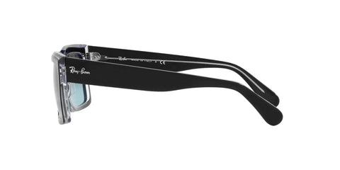 Inverness Rectangular Sunglasses Unisex RB2191 Dope Black On Transparent Frames With Blue Gradient Lenses side view arms