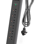 Legit Badass Surge Protector Power Strip with 6 AC outlets and 4 USB ports, featuring a 5-foot flat extension cord.