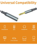 2 Pack Slick 3.5 Mm Aux Extension Cable 6.6 Feet Male To Female Sweet Stereo Sound Adapter with braided nylon for universal compatibility.
