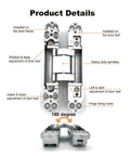Diagram of 2 Pack Hidden Door Hinges For 6 Inch Doors With 3 Way Adjustable Concealed Hinges Zinc Alloy For Slick Invisible Doors And Feature Walls 180 Degree Swing Silver.