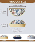 Watercolor Floral Vine Cabinet Handles 2 Pack, 3-Inch Hole Center Semicircle Drawer Pulls size guide in gold, black, and silver.