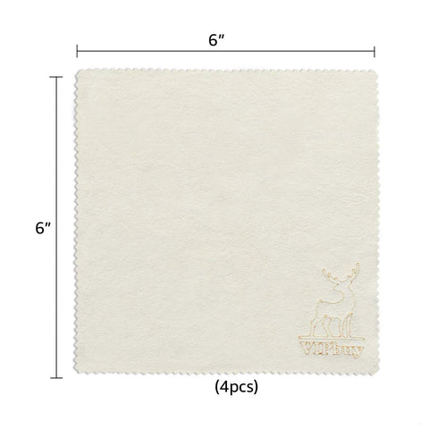 VIPbuy natural chamois cleaning cloth, 6 x 6 inches, beige, 4-pack with VIPbuy logo