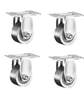 Four Pack Industrial Plate Caster Wheels Heavy Duty Steel Castors Non Swivel With Rust Proof 304 Stainless Steel Housing For All Floor Surfaces