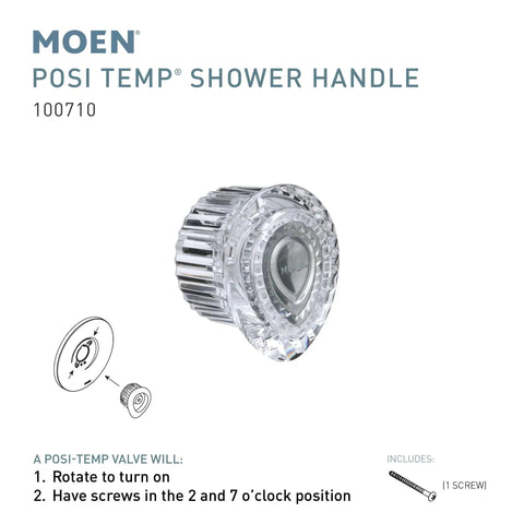 Posi-Temp Tub And Shower Faucet Handle Replacement Kit with chrome finish, easy install, fits most valve assemblies.