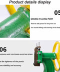 Grease filling port and adjusting screw of 0.4 Ton Cast Iron Arbor Press Nuts Down Any Job with Ease for better operation.
