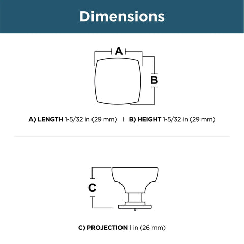 Dimensions of Square Matte Black Cabinet Knobs 10 Pack for Dresser Drawers Kitchen Cabinets Doors Vanity Furniture and Closet