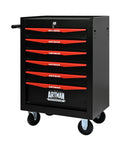 Heavy Duty 20 Inch Rolling Metal Toolbox Cabinet With Six-Drawer Ball Bearing Slides, Steel Tool Storage Organizer In Black And Red For Workshop And Garage