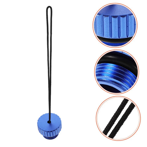 Blue aluminum Dive Tank Valve Accessory Scuba Valve Protector Cap Adapter Cap with cord, no tools required for installation.