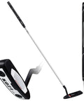 35 Inch Right Handed Golf Putter For Men With Rubber Grip Blade Design, showing black rubber grip and blade head.