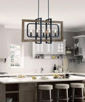 Farmhouse Chandelier Light Fixture With Five Lights In Antique Bronze Oaky Painted Finish over kitchen island