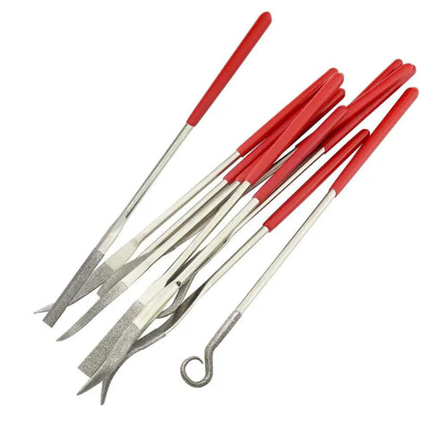 10 Pcs Assorted Mini Diamond File Set With Flat Needle Round Square Hook Rifler Files For Metalworking Jewelers Glass Wood Carving