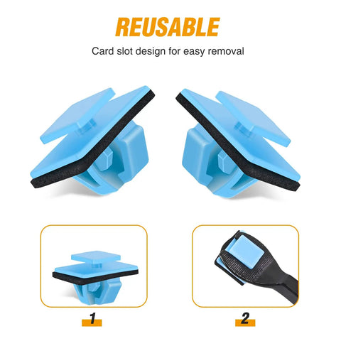 Close-up of reusable blue nylon clip from Rocker Panel Fender Flare Clip Kit With Sealer And Rivet Fasteners Nylon DIY Friendly Clip Set for Hyundai and Kia SUVs