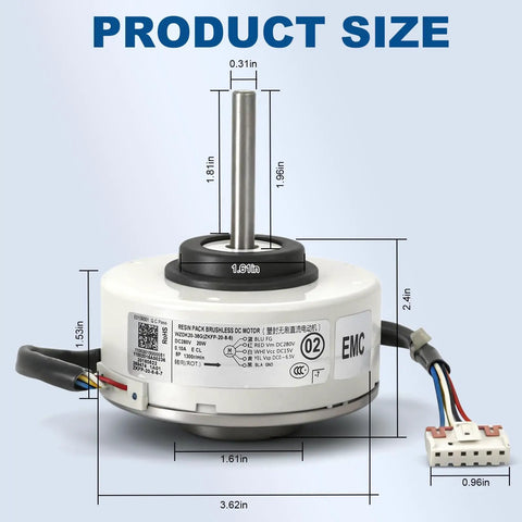 Air Conditioning Fan Motor With Inverter Brushless DC For Central AC Units 20W 280V DC 1300 RPM CCW Rotation 0.10A Replacement OEM Compatible