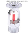 One Piece 20mm Downward Fire Sprinkler Head Built Tough For Fire Extinguishing Systems, stainless steel, spray nozzle with heat sensor.