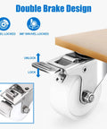 Fixhando 2-inch stainless steel caster wheels, set of 4, PA wheels, dual brake design, installed on furniture