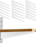 Beefy 20 Pack Adjustable Wire Shelf Brackets For Heavy Duty Shelving, Double Track Compatible, White 14.5 Inch displayed with shelf