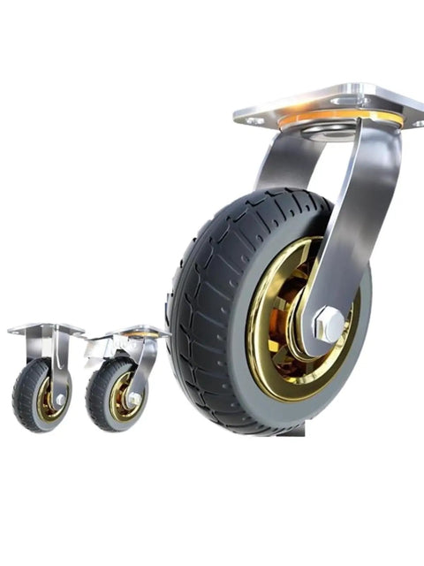 4 Pack 8 Inch Beefy Heavy Duty Caster Wheels With Universal Steering And Directional Brake Silent Rubber Casters