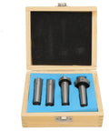 Essential 4 Piece Wood Turning Center Set With Spur And Cup Tool For Lathe Spindle Work, Includes Protective Box open view of tools.