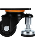 Heavy Duty Leveling Casters With 2.5 Inch Wheels, Shop Ready Plate Mount Rollers For Workbenches And Heavy Tools, Durable swivel glide with steel mount.