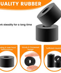 Set Of Eight Built Tough Black Rubber Spacers And Heavy Duty Backing Washers One Inch Outside Diameter With Three Eighths Inner Bore Thick Gasket Rings for sealing applications.