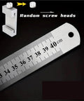 Precision Thickness Calibration Block Set Four Piece Woodworking Stop Guide Angle Trace Locator Quick Positioning Ruler Limiter with aluminum ruler and adjustable screw heads.