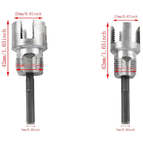 TAODAN 2-Piece Universal Electric Pipe Threader Kit For 1/2 And 3/4 Inch PVC Pipes Carbon Steel Cutter with two threading blades.