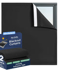 Blackout Curtain Set Two Panels 52 Inch Wide By 54 Inch Long Light Blocking Drapes For Bedroom Or Living Room No Rods No Drill Easy Install Thermal Insulation And UV Protection 54In Long 52In Wide displayed with packaging