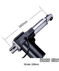Rock Solid Linear Electric Actuator Delivering 6000N Push Pull Force With A Quick 50Mm Stroke And Smooth 5Mm Per Second Glide Includes Plug And Play 24V Controller Ready For Any Build, showing dimensions and stroke.