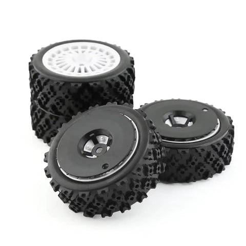 72mm Rubber Tire Wheel for 1/10 RC Racing Cars, Compatible with TT01 TT02 TA06 XV01 Models, Beefed-Up Realistic Look