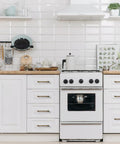 Kitchen with white cabinets featuring Vintage Brass Cabinet Handles Set Of 6 With 128mm Hole Center Striped Design Modern Drawer Pulls