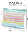 Waterproof Wet Dry Bag Large Travel Organizer Zip Pouch with multicolor stripes and hangable handle, 11.8x8.66x2 inches.
