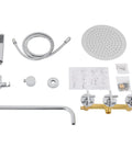 Wall Mounted Shower System 10 Inch Rainfall Shower with Handheld Spray components including shower head, handheld spray, and installation parts.