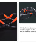 Rugged 4 Piece Set Of Anti Fog Safety Glasses Featuring Rock Solid Polycarbonate Shields and Soft Silicone Gaskets For Heavy Duty Workshop Protection Clear Impact Resistant Eyewear For Pros And Crew in clear with orange accents.