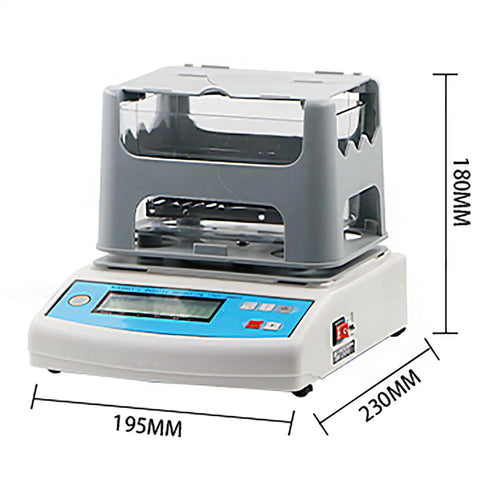 Next Level Electronic Density Meter And Digital Hydrostatic Scale For Quicker Material Checks With Dead On Gram Readings And Heavy Duty Build Up To Three Hundred, showing LCD display and gray housing.