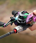 Telescopic Fishing Rod And Reel Combo 1.8m 2.1m M Power Carbon Fiber Baitcasting 5 Or 6 Sections Rod With 18 Plus 1BB Left Or Right Hand Casting Reel Fishing Set Bundles 1.8m Right Hand showing reel close-up.
