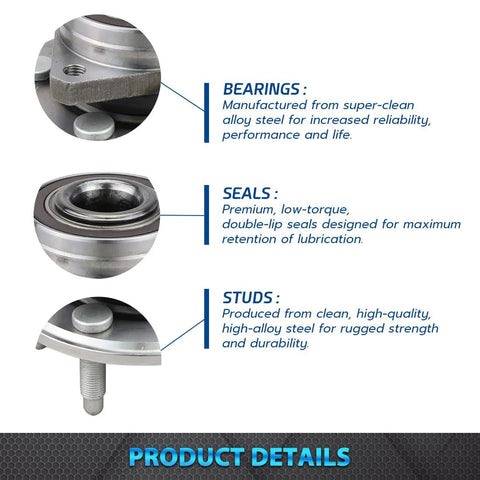 Detailed view of Plug-And-Play Front Wheel Hub Bearing Assembly Pair For 2010-2016 Chevy Equinox, 2010-2016 GMC Terrain, And 2014-2016 Cadillac CTS AWD components.