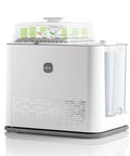 NCVI large baby bottle washer sterilizer and dryer; white plastic with clear lid, holds 6 bottles