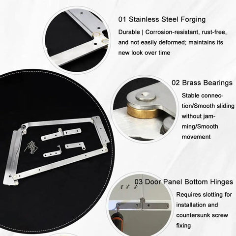 180 Degree Folding Door Hinge Kit For Small Spaces Wooden Sliding Hardware with stainless steel forging and brass bearings close-up