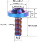Burnt Blue Ti6Al4V M6 Bolts Torx T40 Set, 4 Pcs With 10 15 20mm Lengths, shown with dimensions for bike motorcycle car use.
