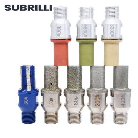 Heavy Duty Diamond Finger Router Bit Kit features eight tough milling profile tools for granite, marble, concrete, and tile.
