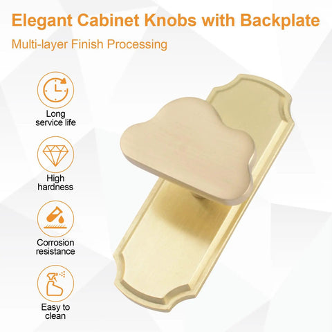 Gold Cloud Shaped Cabinet Knobs 6 Pack With Backplates elegant knob with durability icons