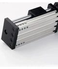 Close-up of Manual Sliding Table XY Stage 100 to 500mm Stroke with SFU1204 Ballscrew Handwheel Double Optical Axis CNC Table for Saw and 3D Printer.