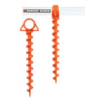 Heavy Duty Ground Anchors For Tents And Canopies, Screw In Stakes For High Wind And Sand, 2 Pack With T Grip Tool, Large Orange Color