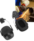 Top Tier Hard Hat Ear Muffs With Heavy Duty Cushioning breathable seals, black over-ear protection for construction workers.