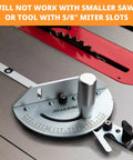 Deluxe Table Saw Miter Gauge With 120 Angle Stops For Precision Angled Cuts, Pro Grade Miter Guide on table saw