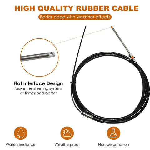 15 Foot Boat Steering Cable Kit With 12.5 Inch Wheel Rotary Helm For Outboard Marine Steering System, High Performance Boat Steering Kit With Durable Rotary Helm