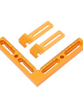 CNC Workpiece Positioning Fixture Kit With T Slot Perforated Tables And Woodworking Vise Clamps shown with orange ruler and clamps
