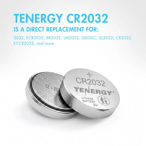 Premium CR2032 Lithium Button Coin Cell Batteries 10 Pack For AirTags Key Fobs Calculators Watches Heart Rate Monitors Glucometers Rock Solid Power That Never Quits, two silver CR2032 batteries.